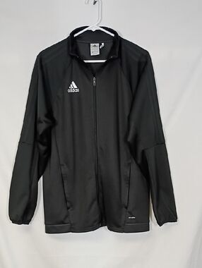 EUC Adidas Black Climalite Full-Zip Jacket Mens Size Large Workout Athleisure